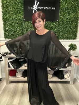 Banded Butterfly Sequins Top