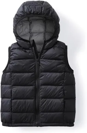 Boys Girls Lightweight Down Vest, Winter Warm Zip Up Sleeveless Vest, Water-Resistant Packable Puffer Jacket