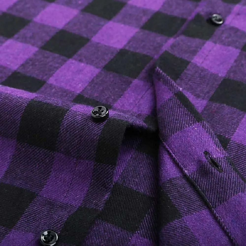 Cromoncent 2 Pack Men's Casual Plaid Flannel Button Down Shirt