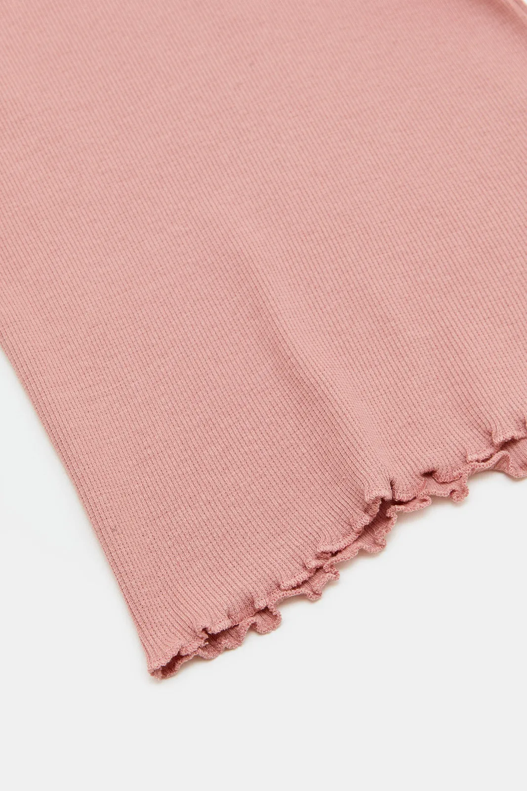 Infant Girls Pink Ribbed T-Shirt
