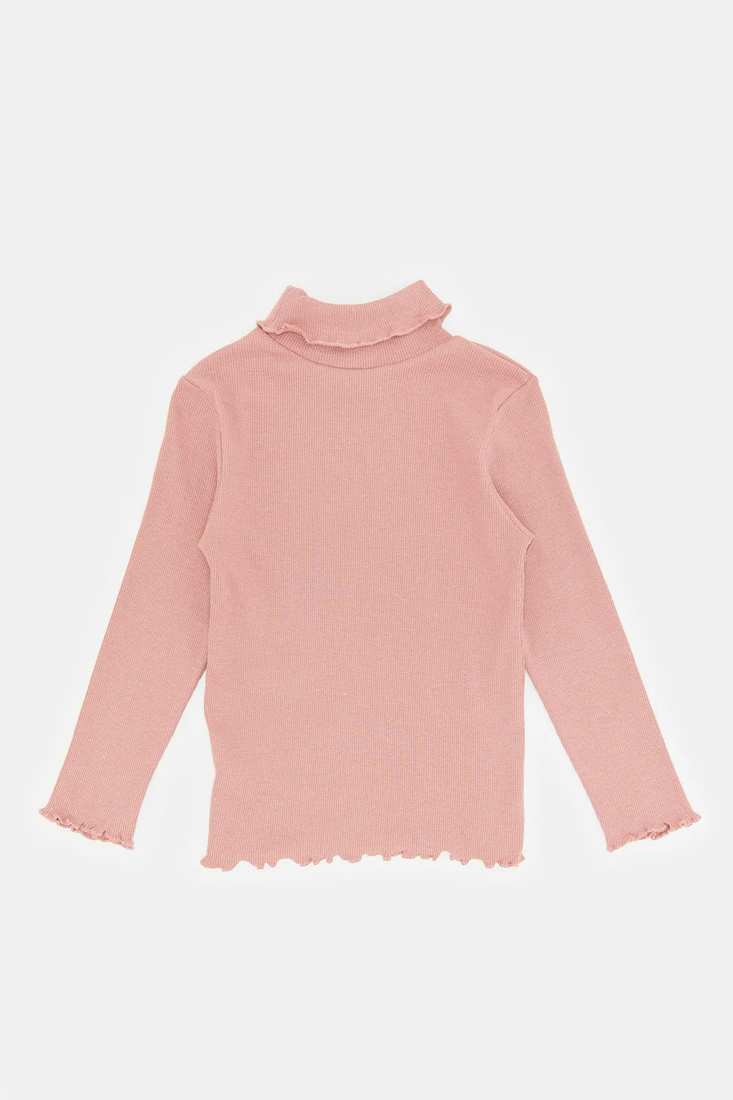 Infant Girls Pink Ribbed T-Shirt