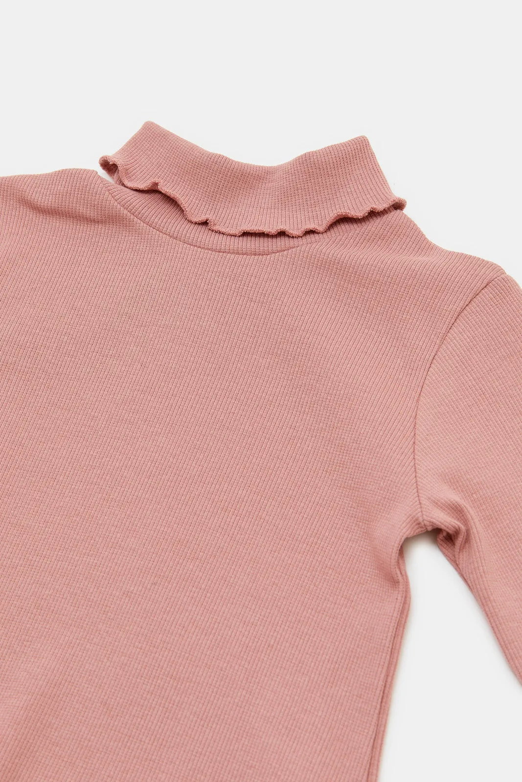 Infant Girls Pink Ribbed T-Shirt