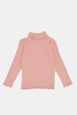 Infant Girls Pink Ribbed T-Shirt