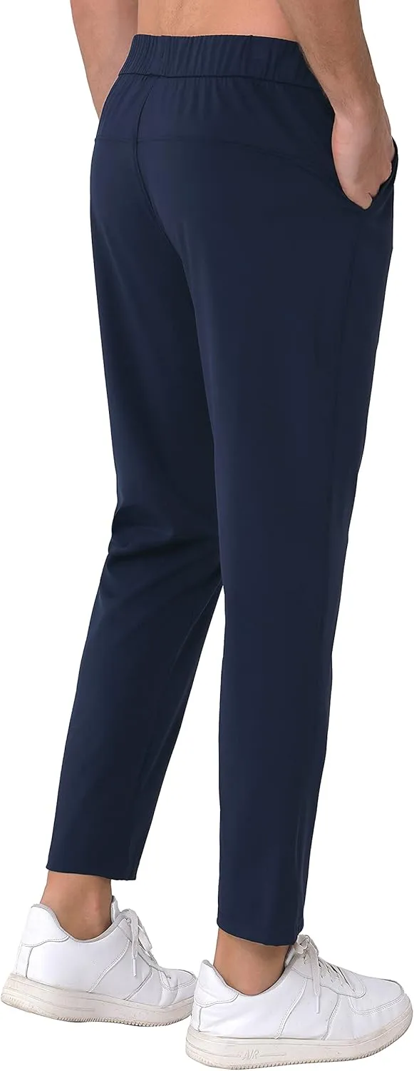 Mens Stretch Travel Pants 27" Inseam Quick Dry Light Weight Sweatpants Workout Casual Joggers with Pockets