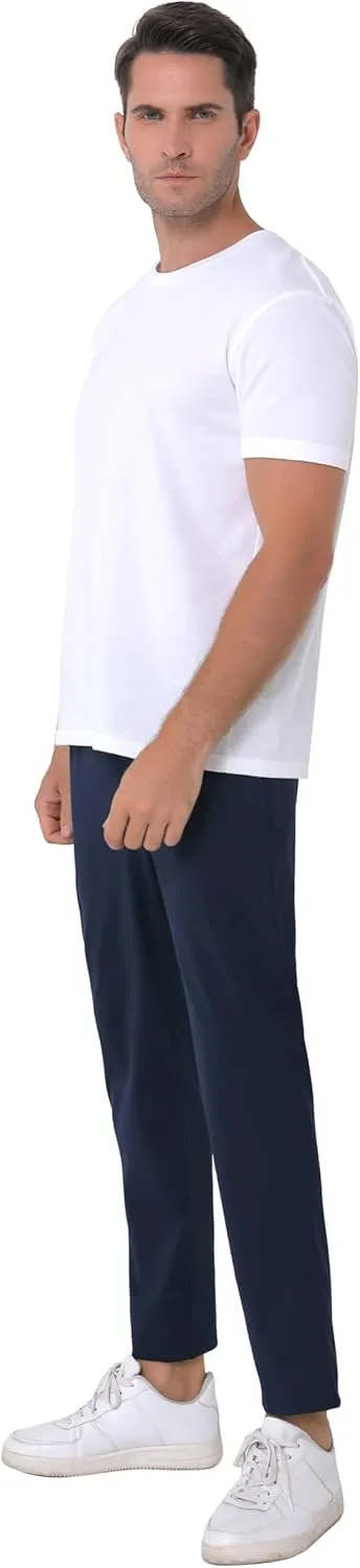 Mens Stretch Travel Pants 27" Inseam Quick Dry Light Weight Sweatpants Workout Casual Joggers with Pockets