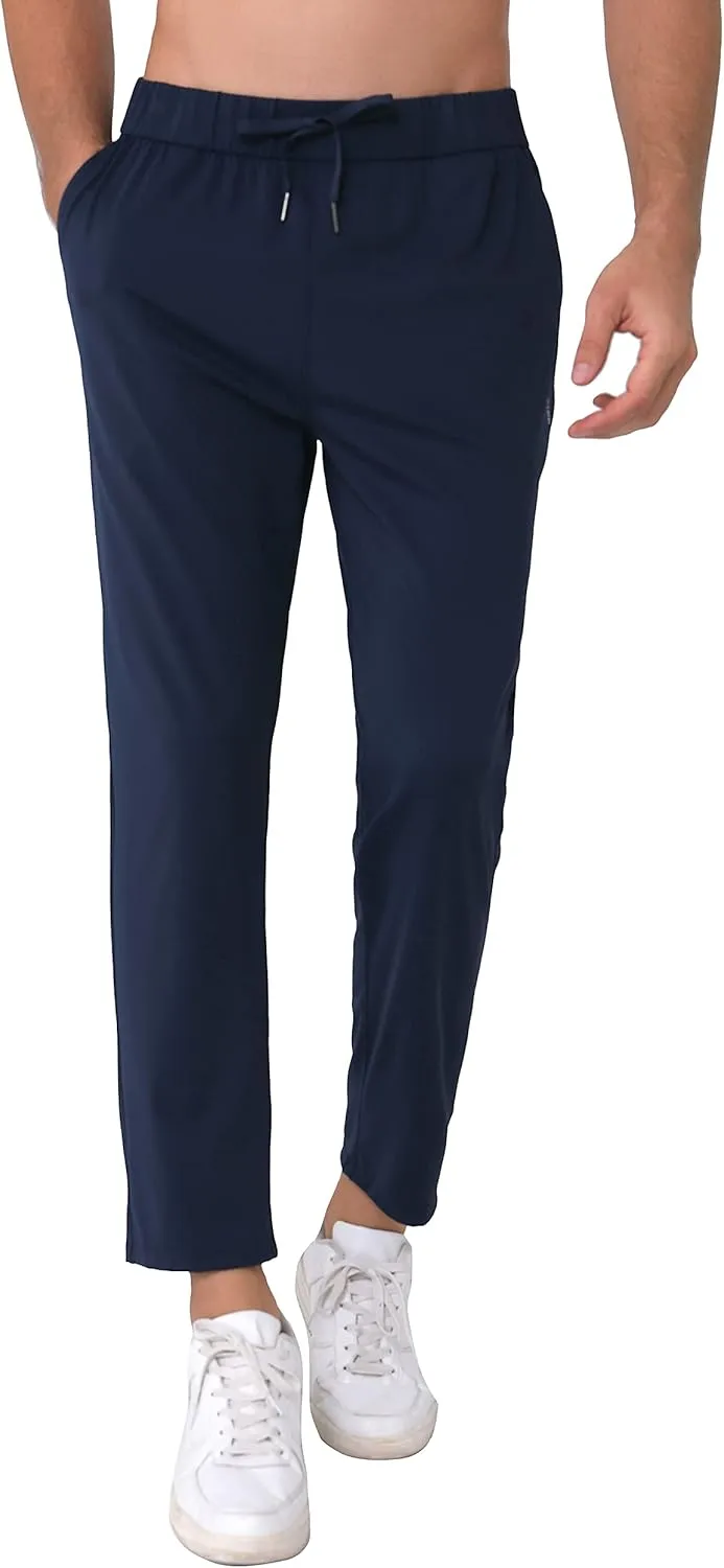 Mens Stretch Travel Pants 27" Inseam Quick Dry Light Weight Sweatpants Workout Casual Joggers with Pockets