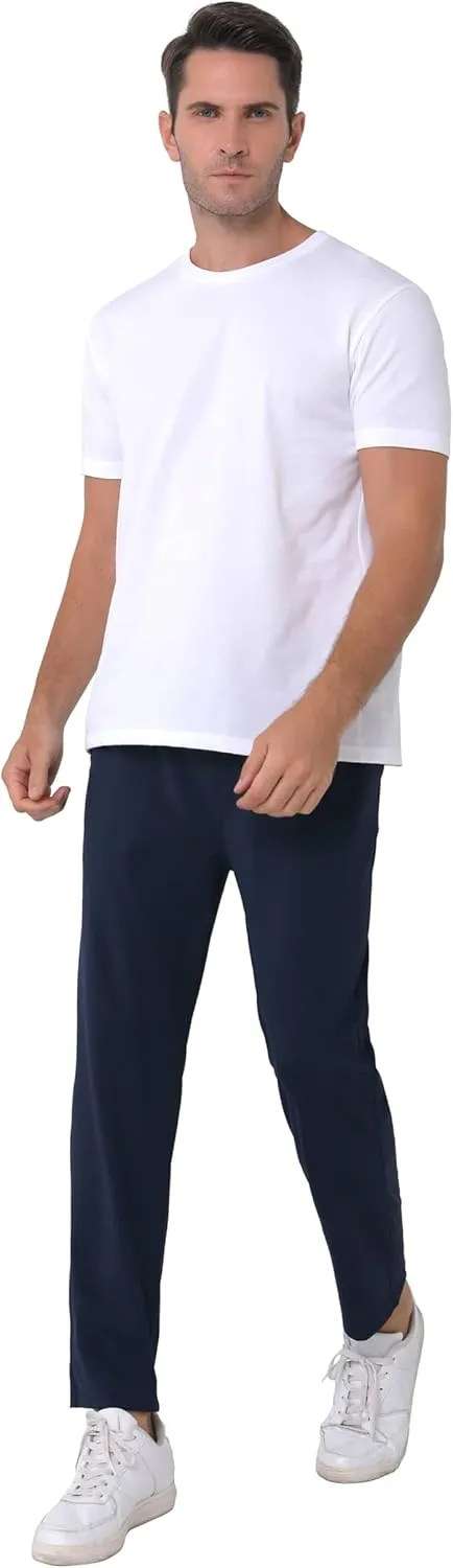Mens Stretch Travel Pants 27" Inseam Quick Dry Light Weight Sweatpants Workout Casual Joggers with Pockets