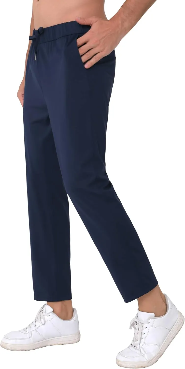 Mens Stretch Travel Pants 27" Inseam Quick Dry Light Weight Sweatpants Workout Casual Joggers with Pockets