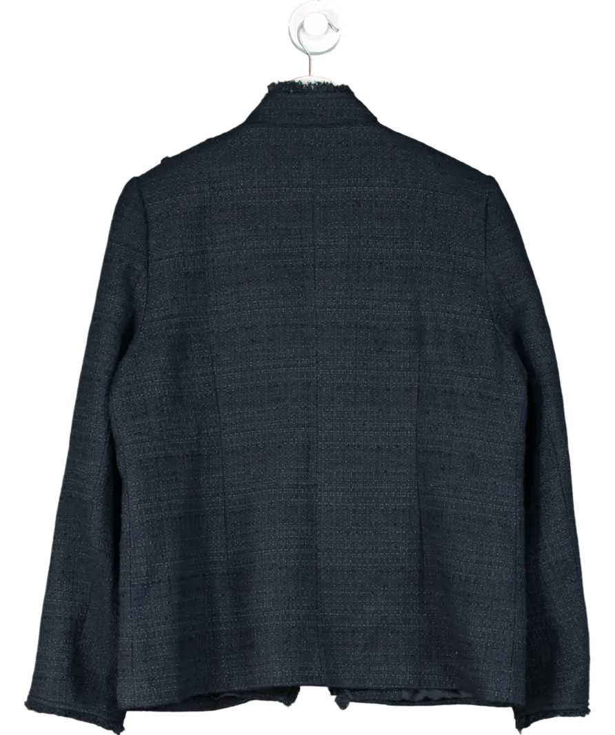 Mint Velvet Blue Navy Boucle Military Jacket UK L