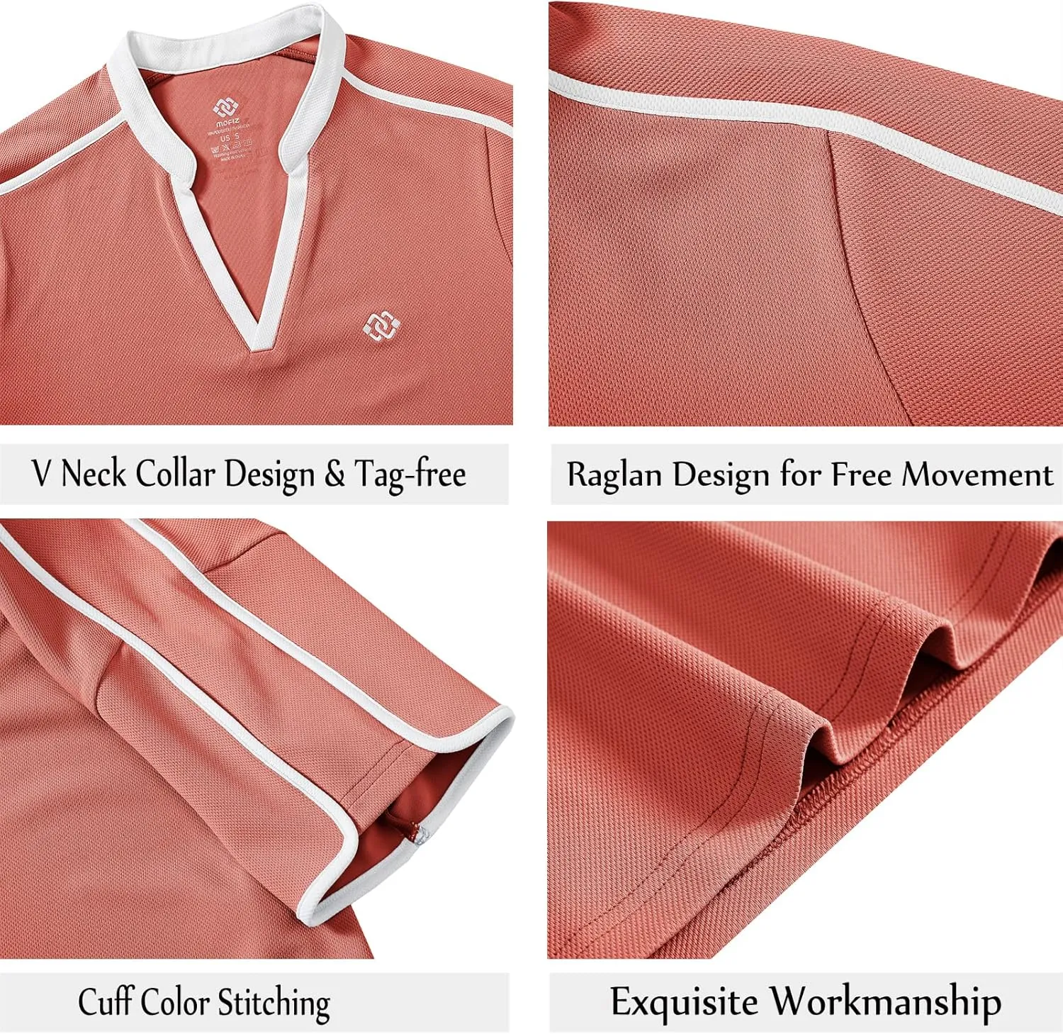 MoFiz Womens Golf Polo Shirts V Neck Athletic Tops Short Sleeve Activewear T-Shirts