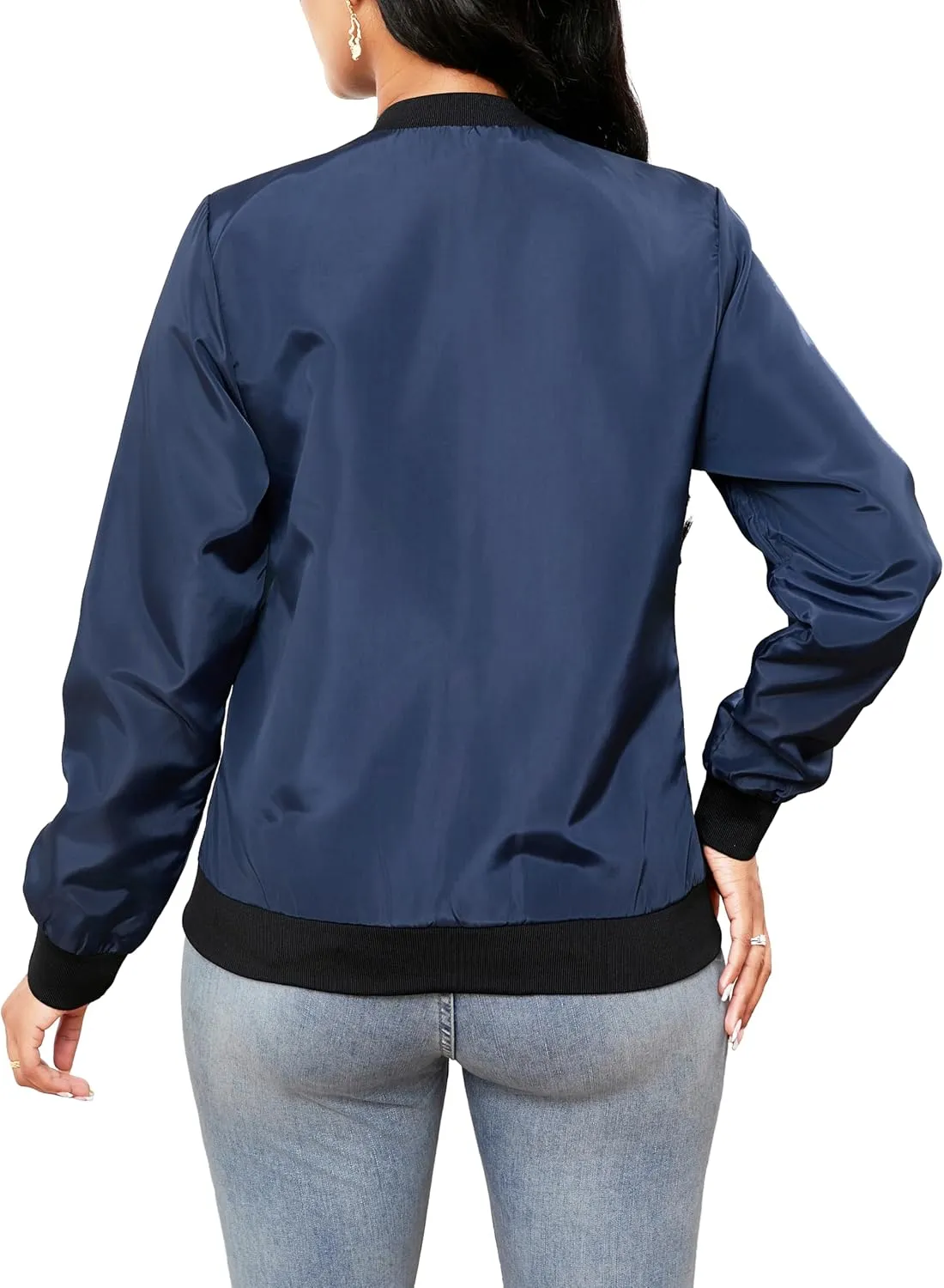 sexycherry Casual Jackets for Women Long Sleeve Lightweight Outwear Bomber Coats with Pockets